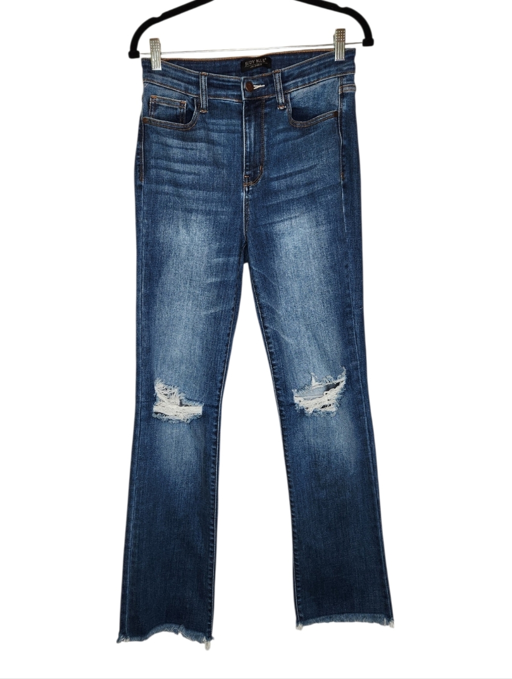Judy Blue Straight Fit Distressed Raw Hem Jeans Size 5/27